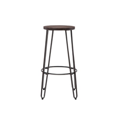 30" Quinn Natural Metal and Wood Backless Barstool