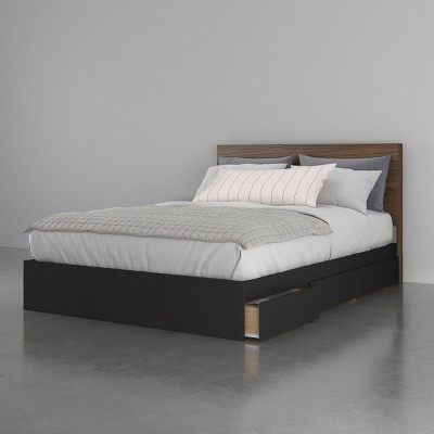 Nexera Queen Sequoia 3 Drawer Storage Bed With Headboard Walnut/black ...