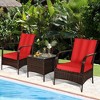 Tangkula 3PCS Patio Rattan Conversation Set Outdoor Furniture Set w/ Table Cushions - 3 of 4