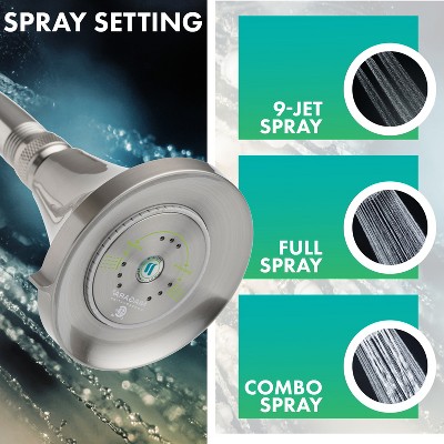 Brushed Nickel 3-Spray Wall Mounted Handheld Showerhead