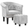 VidaXL Tub Chair with Footstool Silver Faux Leather - 2 of 4