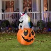 Gemmy Airblown Inflatable Unicorn w/Colorchanging Horn out of Pumpkin Scene (RGB), 5 ft Tall, Multicolored - 2 of 4