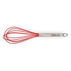 Betty Crocker Silicone Coated 10 Inch Whisk, Red/Stainless Steel - 1 of 4