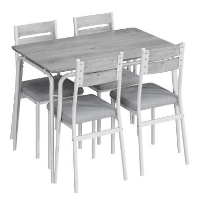 Dining Table Set for 4 with Rectangular Wood Top and Cushioned Chairs, 5 Piece Kitchen & Dining Room Sets for Small Space, Apartment