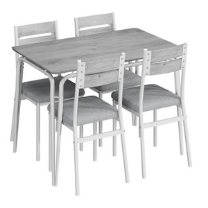 Dining Table Set for 4 with Rectangular Wood Top and Cushioned Chairs, 5 Piece Kitchen & Dining Room Sets for Small Space, Apartment - 1 of 4