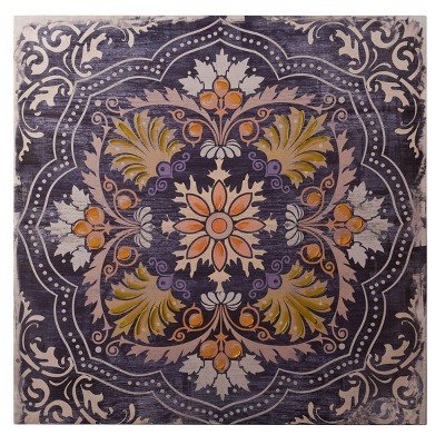 Brex Mandela II Hand Painted Square Unframed Wall Canvas Blue - StyleCraft