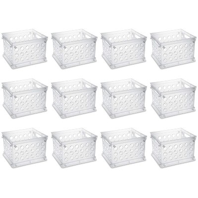 Sterilite Convenient Miniature Square Small Multi-Functional Storage Solution Organizing Crate, Clear (12 Pack)