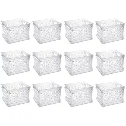 Sterilite Convenient Miniature Square Small Multi-Functional Storage Solution Organizing Crate, Clear (12 Pack)