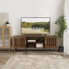 HDZNVF TV Stand With 2 Grille Door Cabinets, Suitable For 55 65 70 Inch TVs, Walnut - 3 of 4