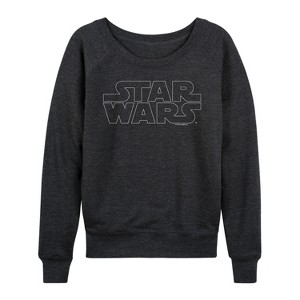 Women's - Star Wars - Logo Outline Lightweight French Terry Wide Neck Long Sleeve Shirt - 1 of 4