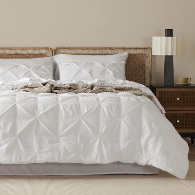 Bedsure | 5/7 Pcs Bed in a Bag Solid Diamond Pintuck Bedding Set for All Season