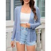 Women Hollow Out Cardigan Sweater Crochet Knit Shrugs Long Sleeves with Ruffled Hem - 2 of 4