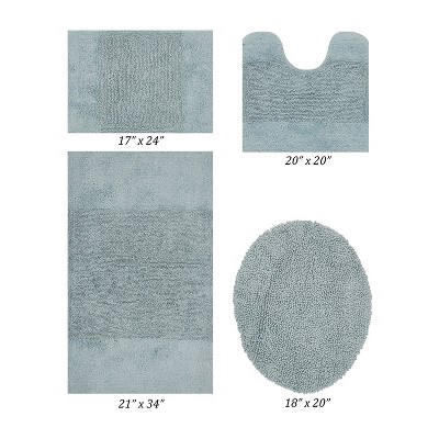 Granada 4 Piece Bath Rug Set 100% Premium Cotton Tufted Non-Slip Backing Bathmats for Bathroom, Super Soft Absorbent, Machine Washable