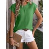 Clearlove Women's Pullover Sweater Short Cap Sleeve Shirts Crew Neck Front Pleated Ribbed Knit Summer Lightweight Tops - 2 of 4