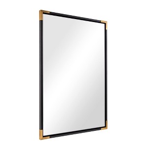 ANDY STAR 30 x 40 Inch Rectangular Wood Framed Vanity Mirror with 2 Tone Black Frame with Gilded Gold Corners for Bathrooms, Entryways, and Bedrooms - 1 of 4