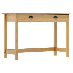 Console Table Honey Brown Solid Pine Wood Compact Drawers - 1 of 4