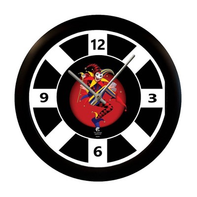 14" x 1.8" Poker Chip Quartz Movement Decorative Wall Clock Black Frame - By Chicago Lighthouse