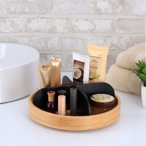 Evideco French Home Goods Rotating Bathroom Organizer with 4 Compartments - Bamboo Base Matte Finish - 1 of 4