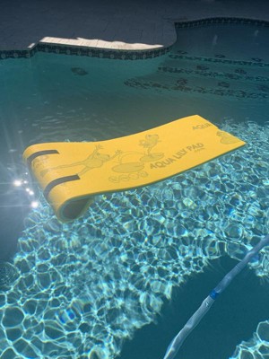 Aqua Lily Pad Tadpole Floating Pool Mat (Foam Mattress Lounger) Water Float  Includes Pillow Straps & Storage Bag, Green/Yellow, Made in USA