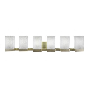 Toltec Lighting Nouvelle 6 - Light Vanity in  New Aged Brass with 4" Square White Muslin Shade - 1 of 1