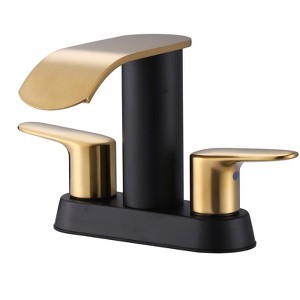 WOWOW 4 in. Centerset Double-Handle Waterfall Bathroom Faucet - 1 of 4