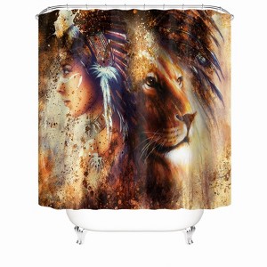 Lion And Girl Shower Curtains for Bathroom Waterproof Fabric Bath Curtain Durable Soft Stylish Bathroom Decor 72x72 Inch - 1 of 1