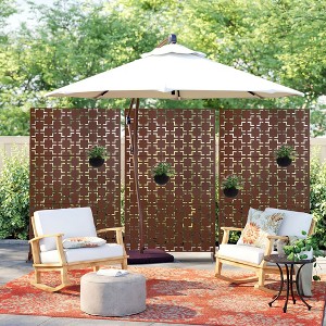 1-Piece 46.8in.W x 71.37in.H Brown Flower Shaped Metal Outdoor Privacy Screen Decorative Art Panel - 1 of 4