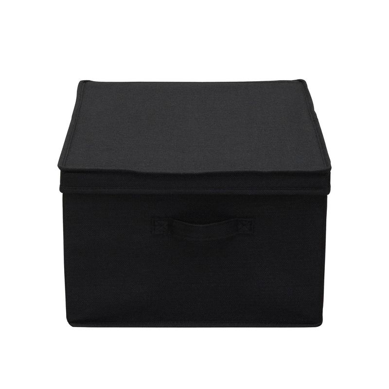 Household Essentials Set of 2 Jumbo Storage Boxes with Lids Black Linen, 6 of 9