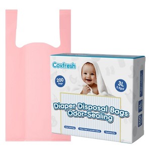 Covfresh Odor Sealing  Diaper Disposal Bags - Easy Tie Handles Bags Diaper Waste Bags - 1 of 4