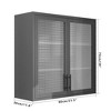 LunaLulinlk Retro Style Wall Mounted Cabinet Table-Top Storage Cabinet with Hazy Glass Doors and 2 Adjustable Shelves, Waffle-Grids Glass - 2 of 4