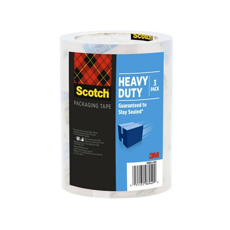 Scotch 3pk Heavy Duty Shipping Packaging Tape 2&#34; x 38yd, 1 of 16