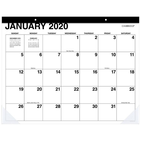 2020 Desk Calendar White Cambridge Target