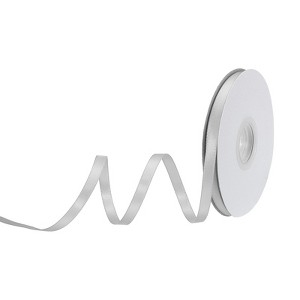 Unique Bargains Polyester Soft Decorative Cake Box Gift Wrapping Ribbon 1/4" x 25 Yard Silver Grey - 1 of 4