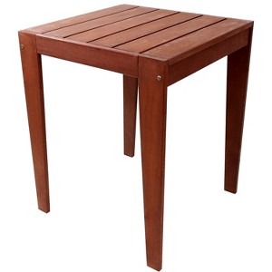 Sunnydaze Outdoor Meranti Wood with Mahogany Teak Oil Finish Square Wooden Patio Table - 23.75" - Brown - 1 of 4