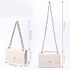 Quilted Shoulder Bag for Women, Medium Flap Crossbody Handbag with Chain Strap, Soft Vegan Leather Clutch Purse (Beige) - 3 of 4