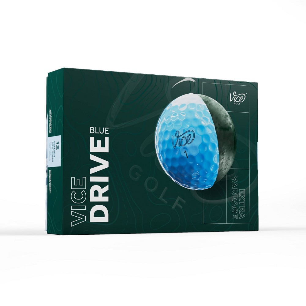 Vice Golf Vice Drive Golf Balls 12pk - Blue: Ionomer Resin Shell, Polybutadiene Core