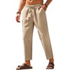 COOFANDY Mens Linen Casual Pants Elastic Waist Drawstring Trousers Yoga Beach Summer Pants - 3 of 4