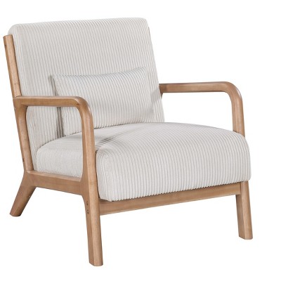 Vynxaria Nordhavn Lounge Chair ¨C Scandinavian-Inspired Wooden Armchair with Corduroy Upholstery