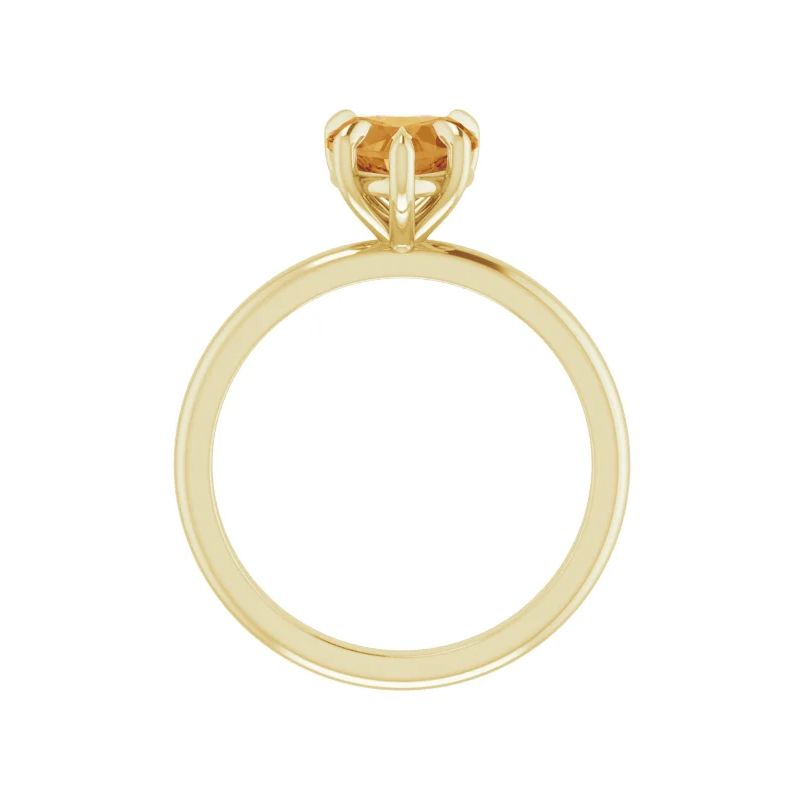 Pompeii3 7mm Citrine Women's Heart Ring in 14k Gold 7mm Tall, 3 of 5