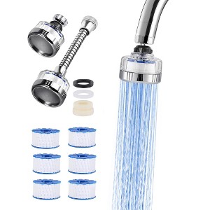3-piece package with 6 replacement filters, faucet shower head filter system filter element, universal sink faucet cleaning element - 1 of 4