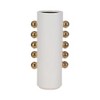 Modern Ceramic Vase with Metallic Accents - Home & Office Decor, Cylinder Shape, Decorative Centerpiece for Living Room, Bedroom - White & Gold - 2 of 4