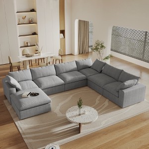 WJShome 160" Cloud Couch Modular Sectional Sofa for Livingroom,Convertible Sofa with Storage Ottomans,7 Seat Wide Couches - 1 of 4