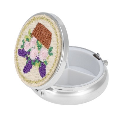 Unique Bargains Flower Basket Pattern Pill Box Silver Tone Assorted ...