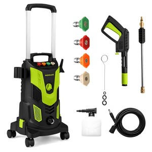 Ironmax Electric Pressure Washer with 4 Nozzles & Soap Bottle Lockable Wheels for Cleaning Green/Orange - 1 of 4