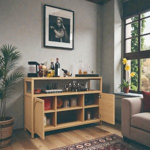 Mshliw 49" Bamboo Sideboard with Doors & Shelves, Natural Storage Cabinet for Living Room, Dining Room, Bathroom or Entryway - 1 of 4