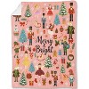 Nutcracker Christmas Decorative Throw Blanket,Ballet Fairy Mouse King Tree Print Decoration,Flannel Winter Pink Blankets. - 2 of 4