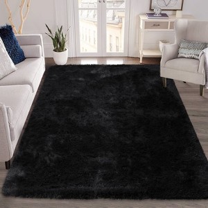 Fluffy Shaggy Rug: Tie-Dyed Furry Non-Shedding Plush Rug – Fuzzy Accent Carpet for Living Room, Bedroom | Soft Feet-Friendly Home Decor Floor Cover - 1 of 4