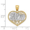 Black Bow Jewelry 14k Yellow Gold and White Rhodium Filigree #1 Mom Heart Pendant, 20mm - 3 of 4