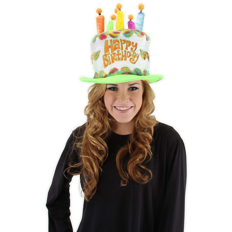 HalloweenCostumes.com    Adult Plush Rainbow Birthday Cake Hat, Multicolored, 1 of 5