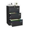 Vynxaria Black 3-Drawer Lateral File Cabinet - Secure Utility Storage Cabinets with Locking Drawers - 3 of 4